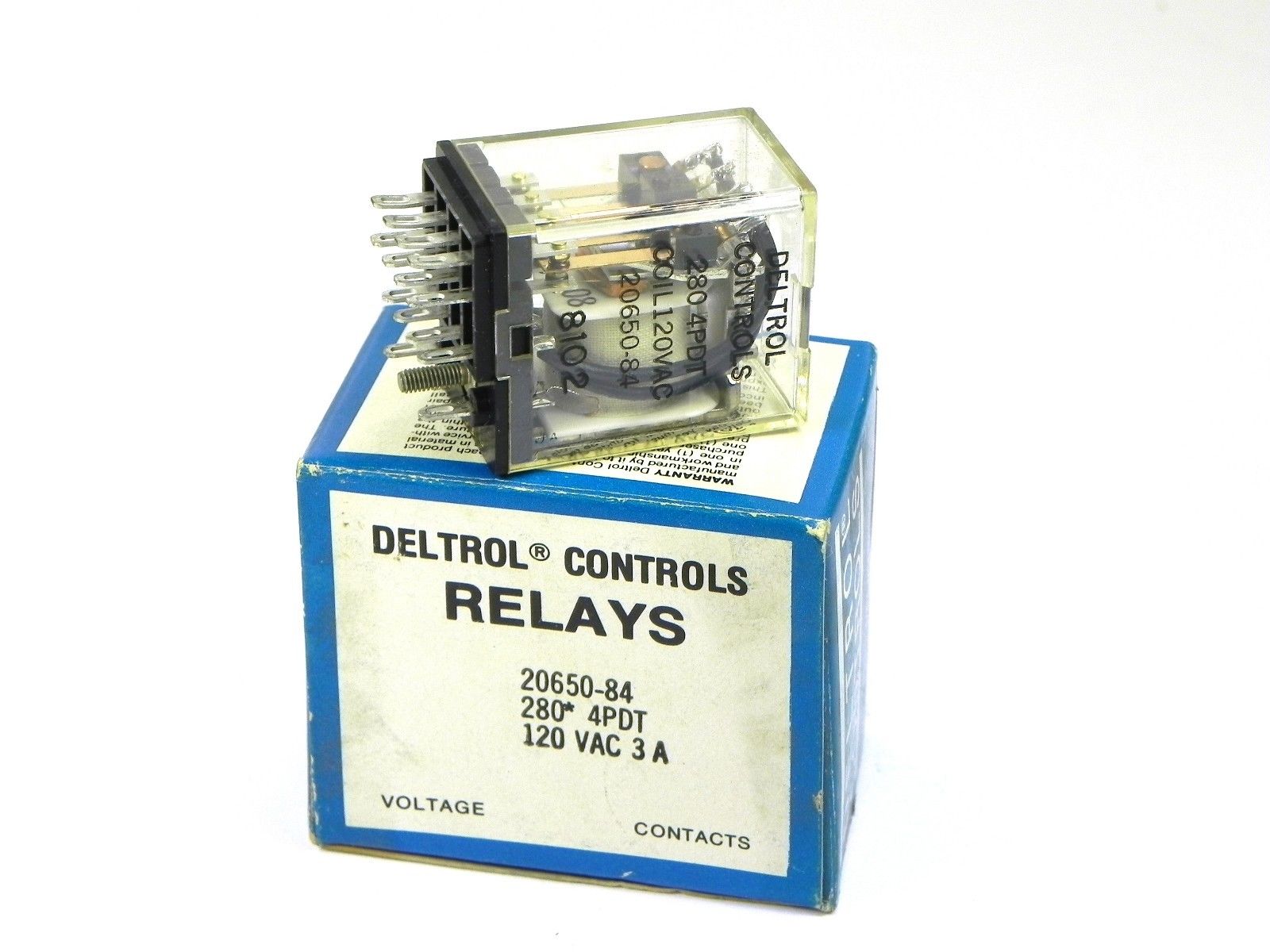 Deltrol 20650-84 Relay, 4PDT, 3A, 30VDC  Plug-In NEW