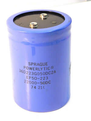 Sprague Powerlytic 22000-50DC Capacitor, 36DX, Screw Terminals