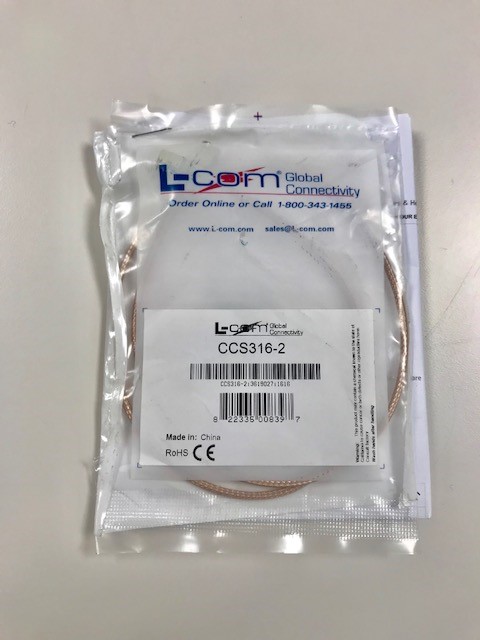 L-Com CCS316-2 RG316 Coaxial Cable, SMA Male / Male, 2 Feet