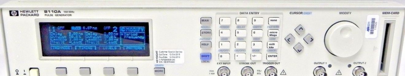 HP/Agilent 8110A Pulse Pattern Generator, 150 MHz  with 2 – 81103A’s