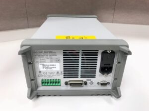 Back view of a Keysight E3633A 200W power supply with multiple ports and connectors.