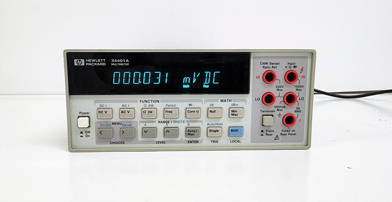 34401A Digital Multimeter, Digit Includes Current - Global Test Equipment