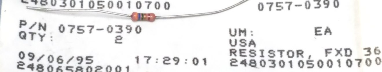 Keysight 0757-0390 Resistor-Fixed 36.5 Ohm +-1PCT 0.125W TC+-100 thin film THT