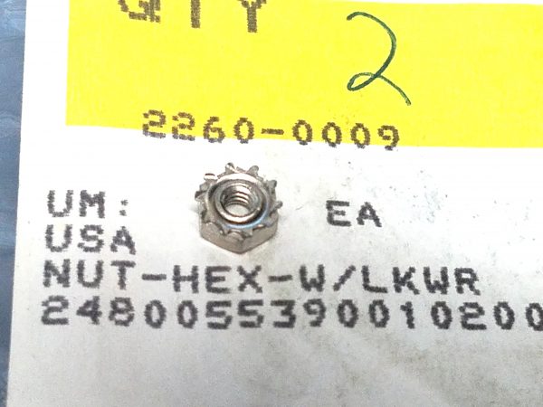 Keysight 2260-0009 Nut, Hex w/Lockwasher 4-40-THD .094-in-THK