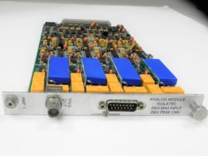 Isolated analog module with multiple blue relays and connectors for Astro-Med 41879-1.