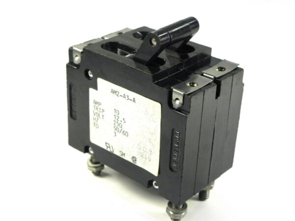 Heinemann AM2-A3-A-010-03 Dual Circuit Breaker, 250V, 10A (Trip 12.5A), 50/60 Hz, TD3