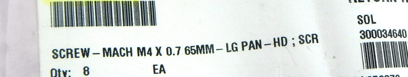 Keysight 0515-2430 Screw, Machine, Pan-Head, M4X0.7, 65MM Long