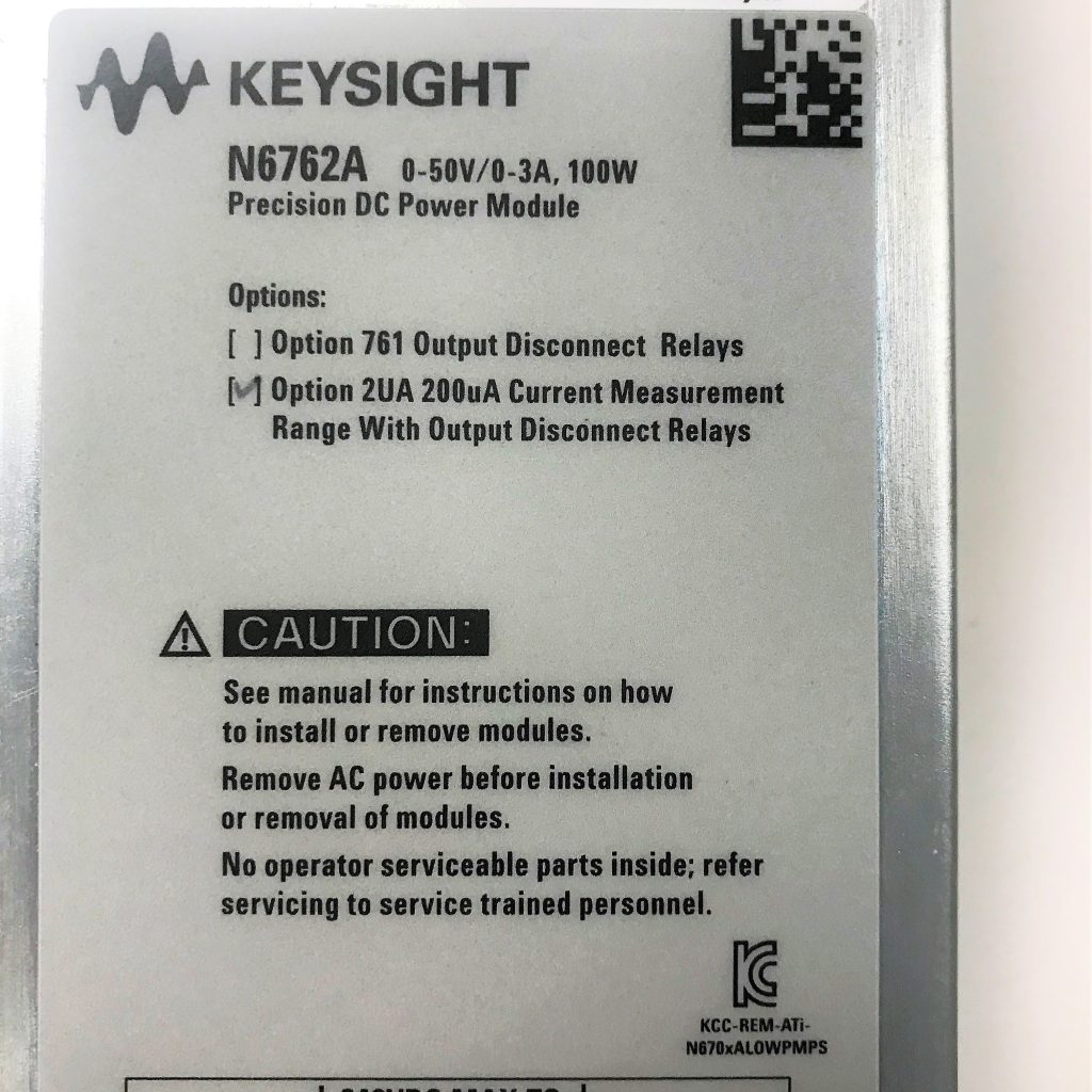 Keysight N6762A Precision DC Power Module, 50V, 3A, 100W with Option ...