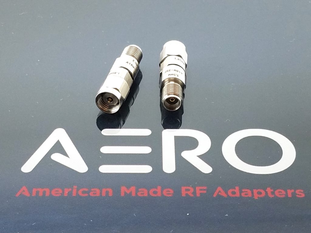 Aero A18M-35F 1.85mm to 3.5mm Male-Female Adapter, 33 GHz, Made in the USA