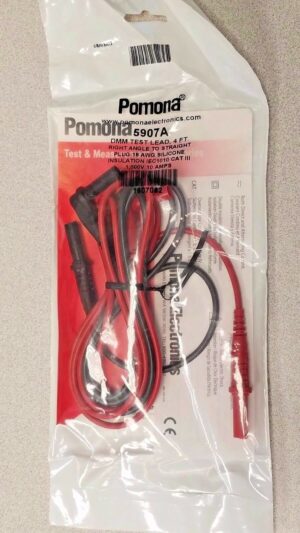 Pomona 5907A Red/Black DMM Test Lead Set with Straight and Right Angle Plugs, NEW