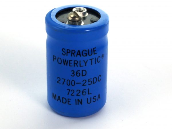 Sprague Powerlytic 2700-25DC Capacitor, 36 DX, Screw Terminals