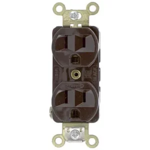 Hubbell HBL5252 Lot of 9, Industrial Grade Duplex Outlet, 2-Pole, 3-Wire Grounding, 15A, 125V, 5-15R, Brown