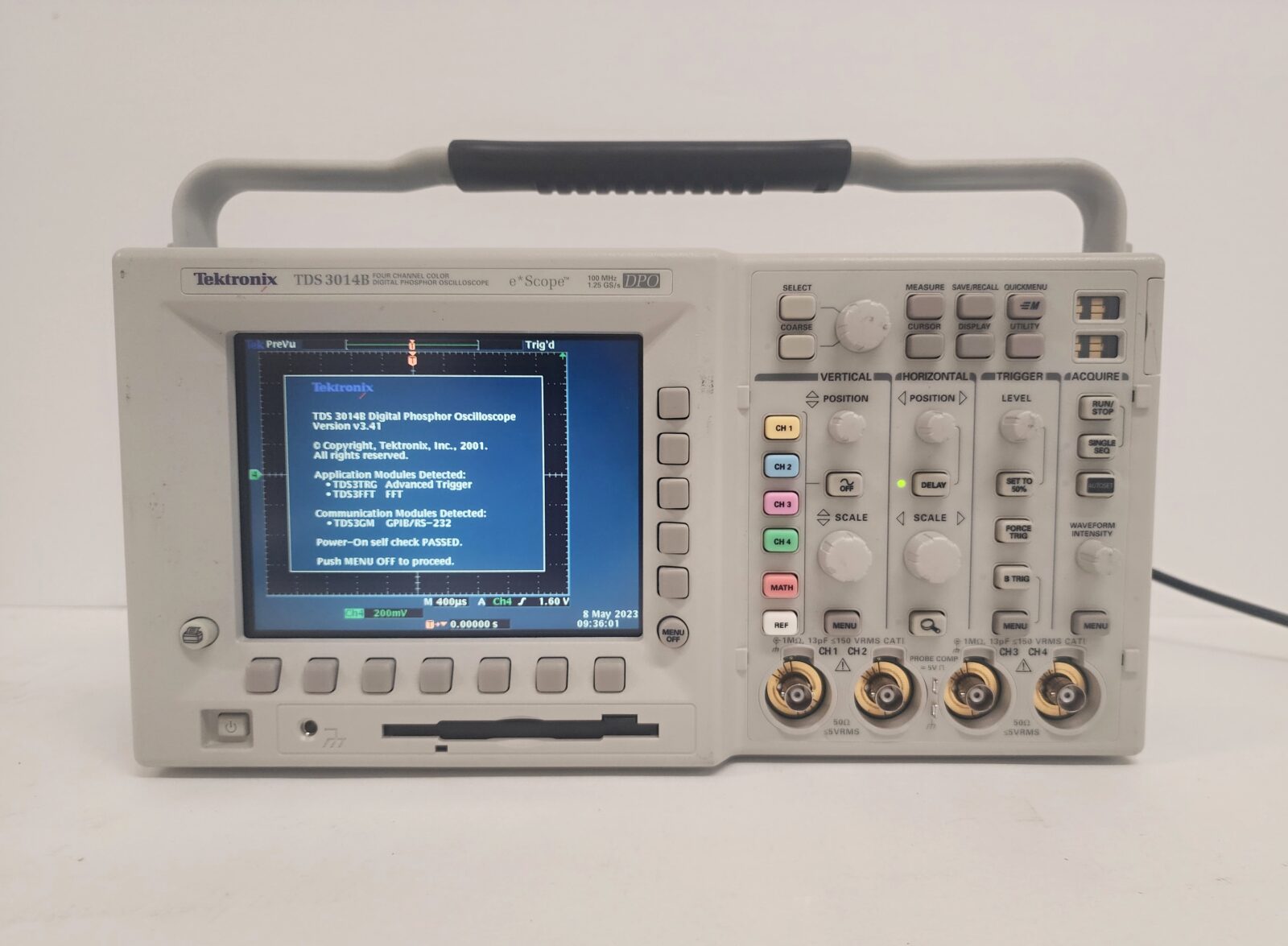 Tektronix TDS3014B Digital Phosphor Oscilloscope, 100 MHZ, 4-channel with  Options TDS3GV and (2) P6101B Probes