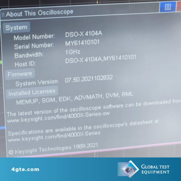 Keysight DSOX4104A Oscilloscope: 1 GHz, 4 Analog Channels