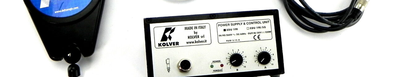 Kolver FAB 18RE/FR In-line Torque Screwdriver, 0.3-1.8 Nm, 450-650 rpm, with EDU 1FR Power Supply Control and Delta Regis DR90-10104 Tool balancer