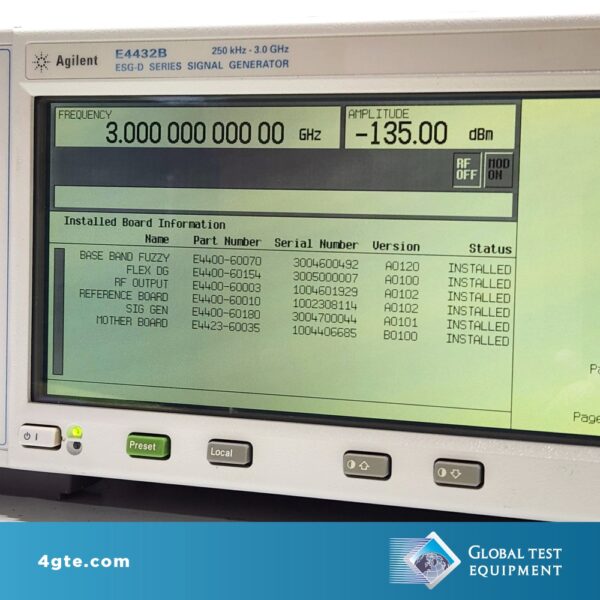 Keysight E4432B-UN8 ESG-D Series Digital RF Signal Generator, 3 GHz