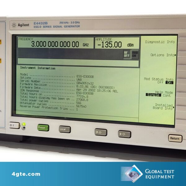 Keysight E4432B-UN8 ESG-D Series Digital RF Signal Generator, 3 GHz