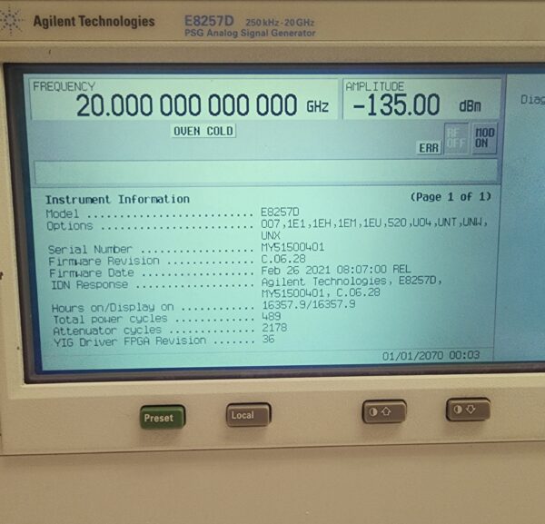 Keysight E8257D-520/007/1E1/1EH/1EM/1EU/UNT/UNW/UNX/H30 PSG Analog Signal Generator, 100 kHz to 20 GHz - Image 3