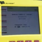 Bird SA-1700EX Site Analyzer displaying frequency and date information.