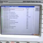 Digital radio test set display showing license options and configurations.